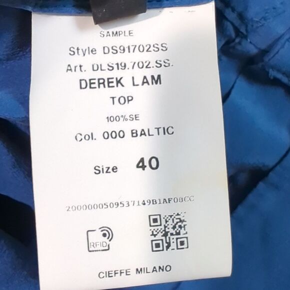 Derek Lam Top Womens 4 Blue Button Front Studded Silk Blouse Sample - Picture 9 of 11